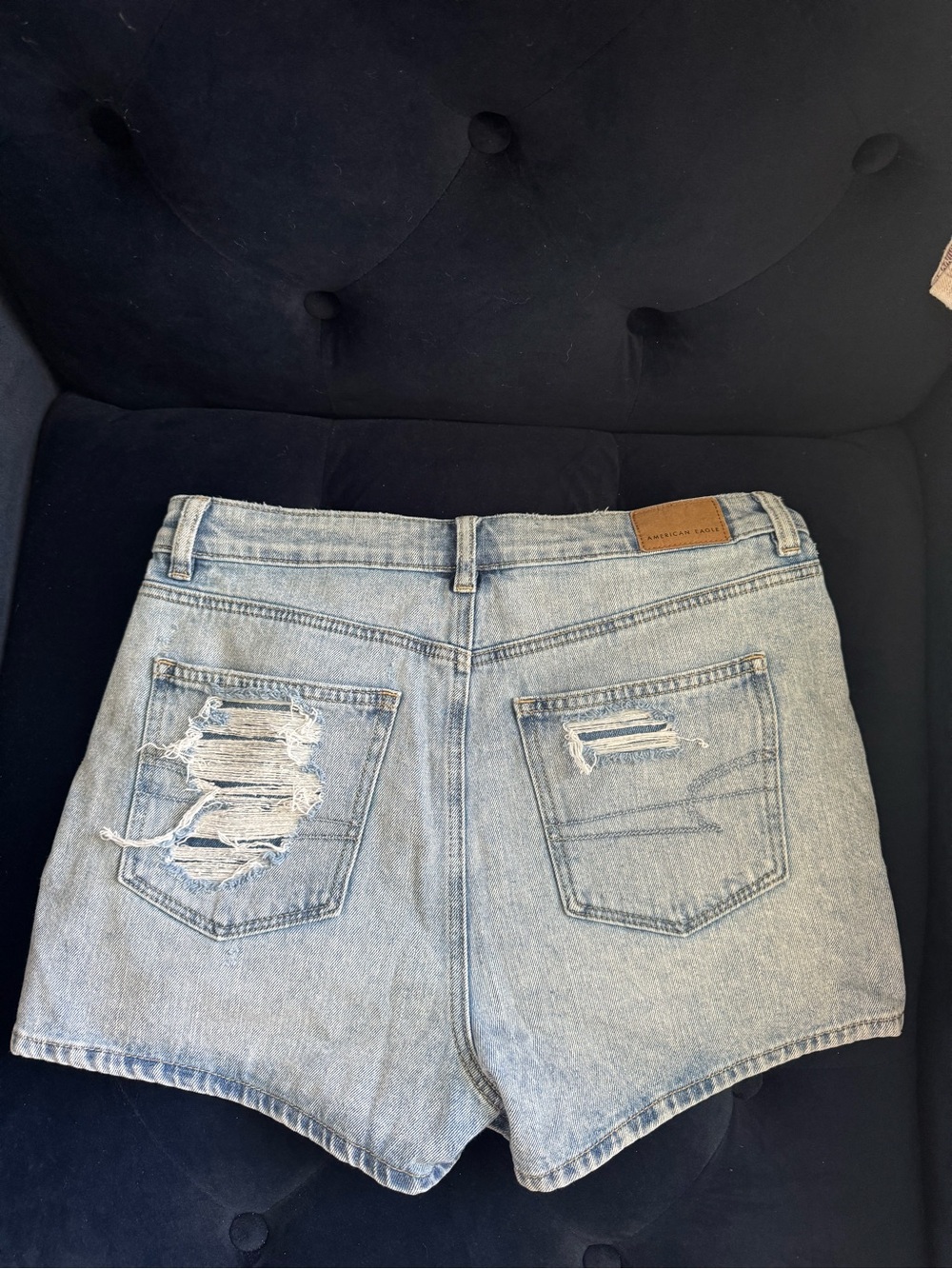 American Eagle Light Wash Distressed Denim Shorts - Picture 2 of 3